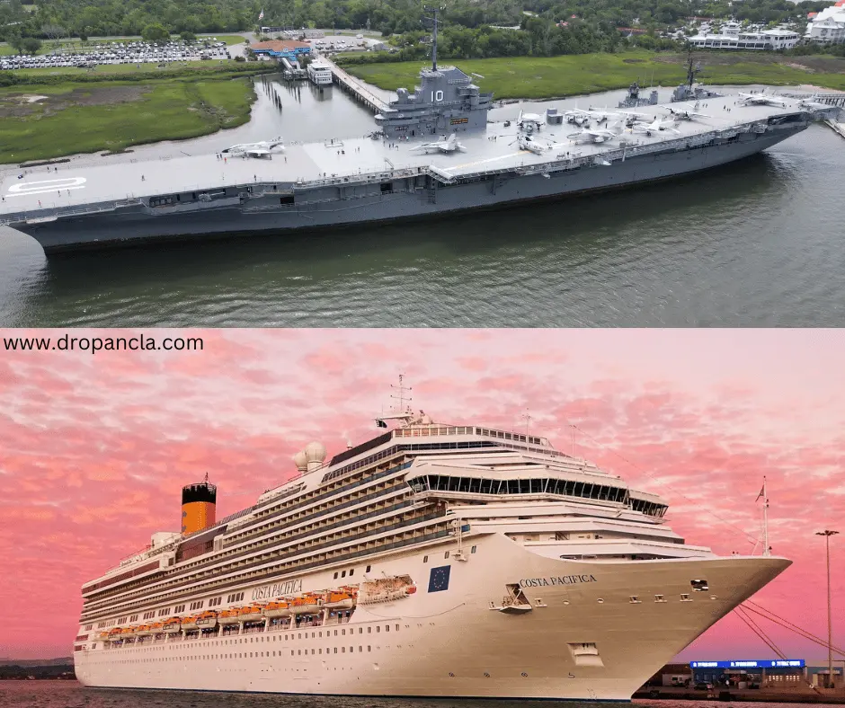 aircraft carrier and cruise ship