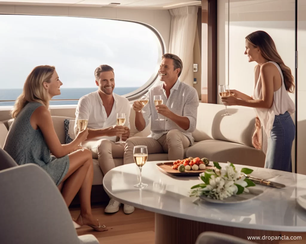 people are enjoying in a luxury yacht